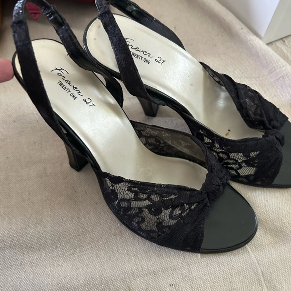 Forever 21 Shoes - Forever 21 Elegant Black Lace Heels